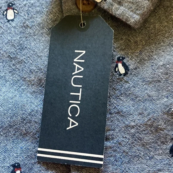 Nautical Brand Size 2T Boys Navy Blue Jeans Button Down Shirt NWT - Picture 4 of 5